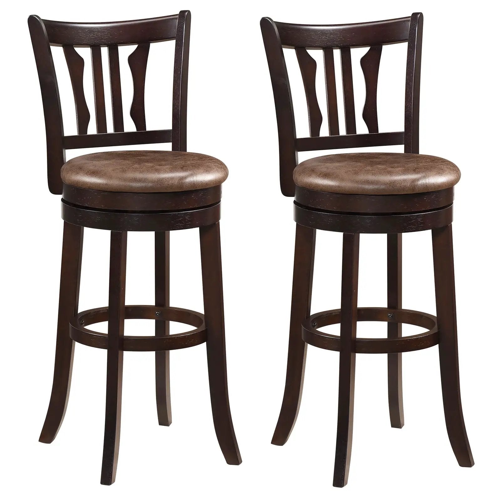 Counter Height Swivel Bar Stools Set of 2 with Back and Solid Rubber Frame by DirectDeals