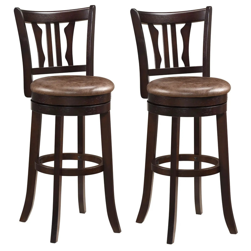 Counter Height Swivel Bar Stools Set of 2 with Back and Solid Rubber Frame by DirectDeals