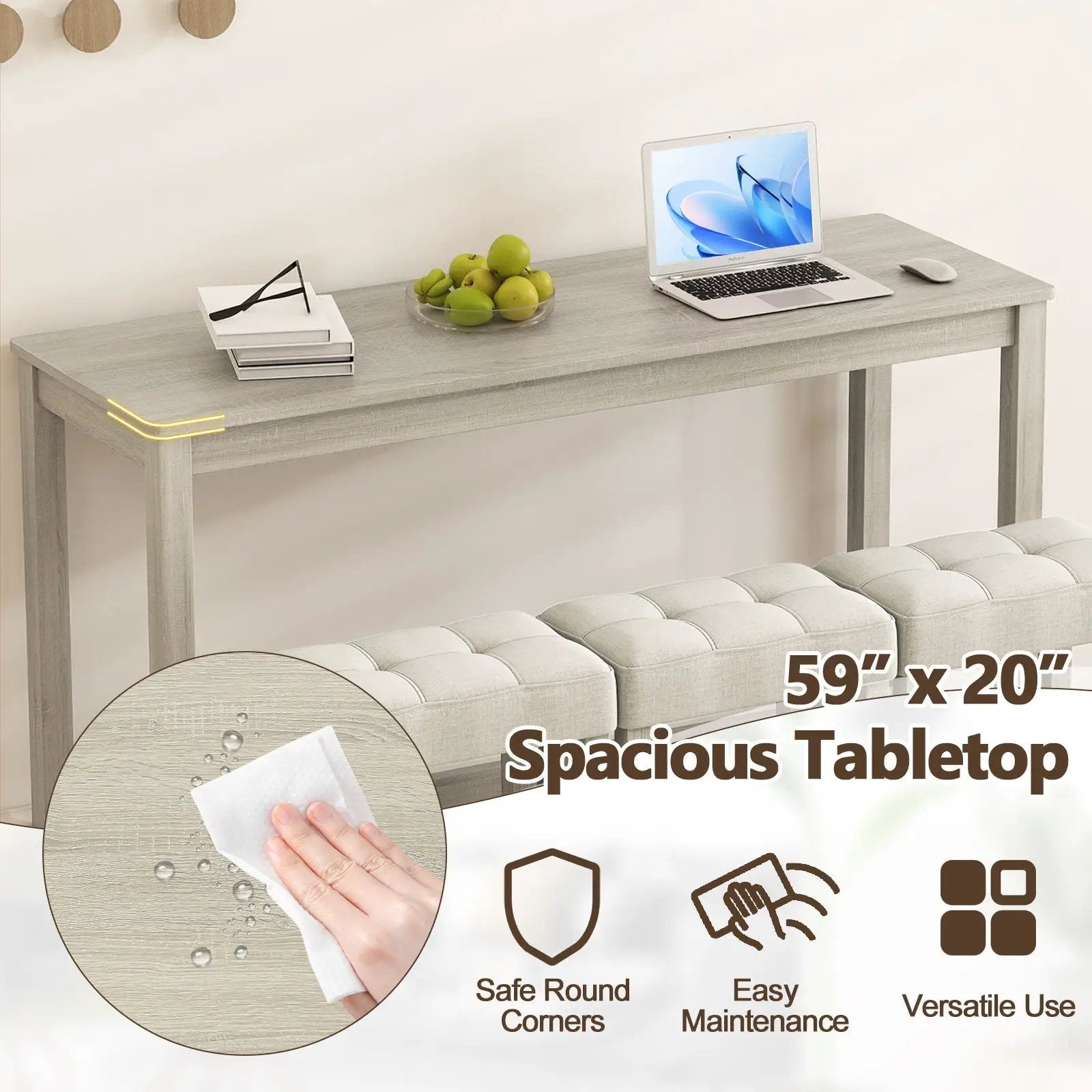 Counter Height Table with 3 Stools and 4-Piece Breakfast Nook Bar Set-Gray by DirectDeals