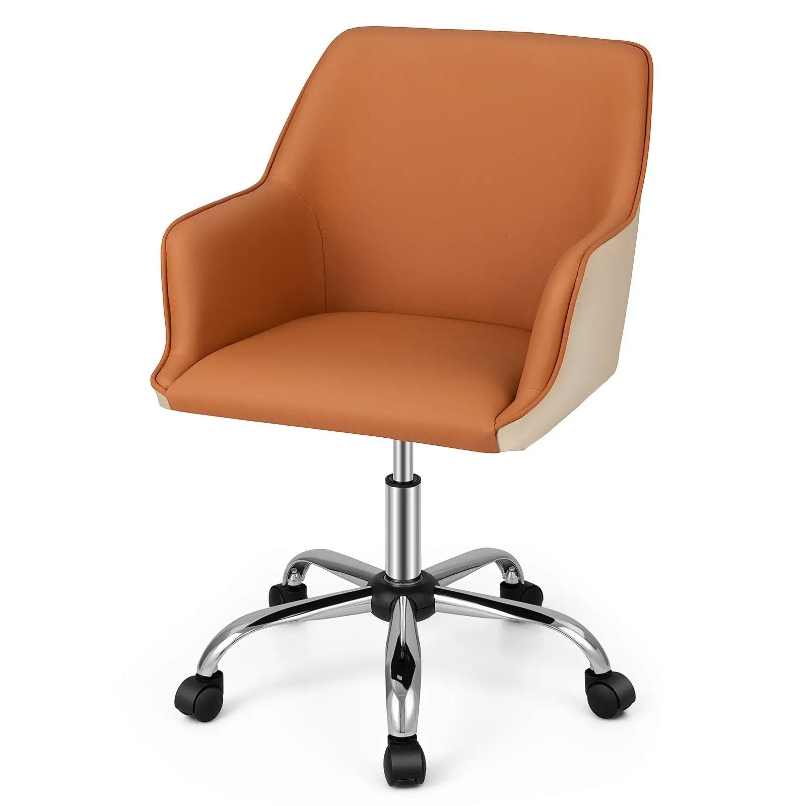 PU Covered Office Chair with Adjustable Height and Sponge Padded Cushion-Brown by DirectDeals