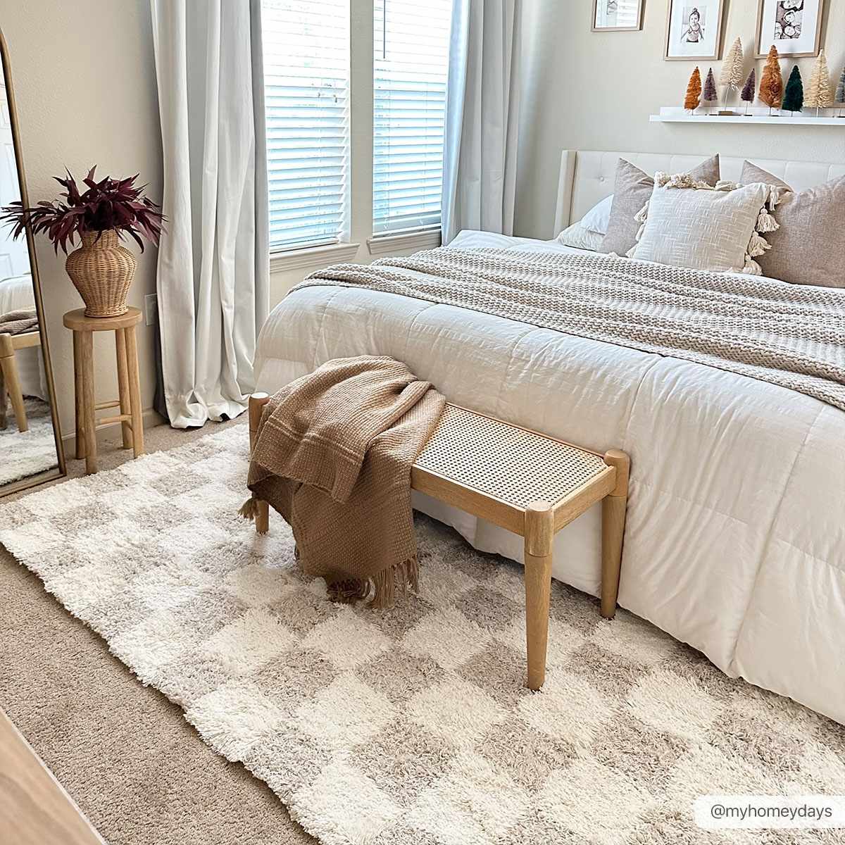 Atira Light Brown Checkered Area Rug by Hauteloom