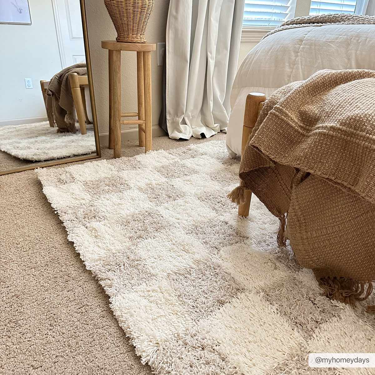Atira Light Brown Checkered Area Rug by Hauteloom