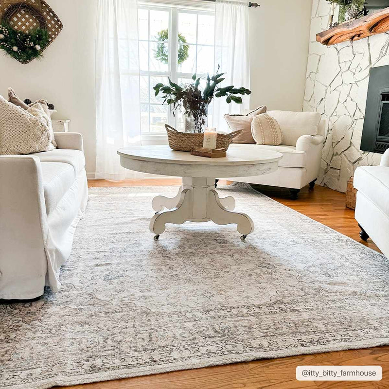 Cream Holi-2301 Washable Area Rug by Hauteloom