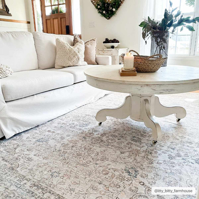 Cream Holi-2301 Washable Area Rug by Hauteloom
