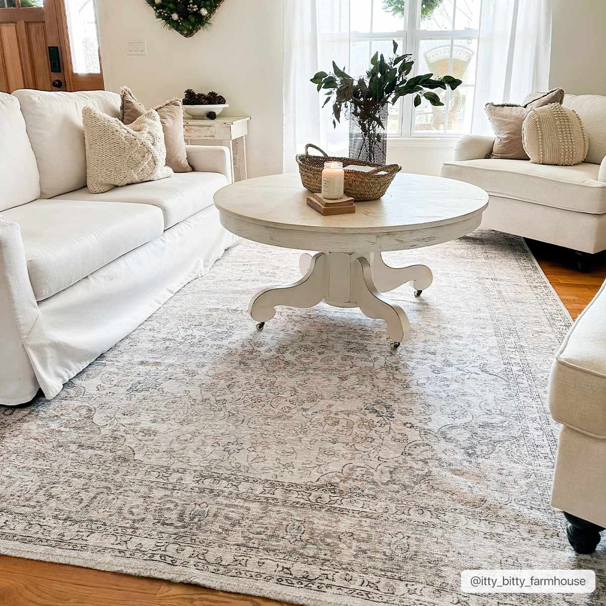 Cream Holi-2301 Washable Area Rug by Hauteloom