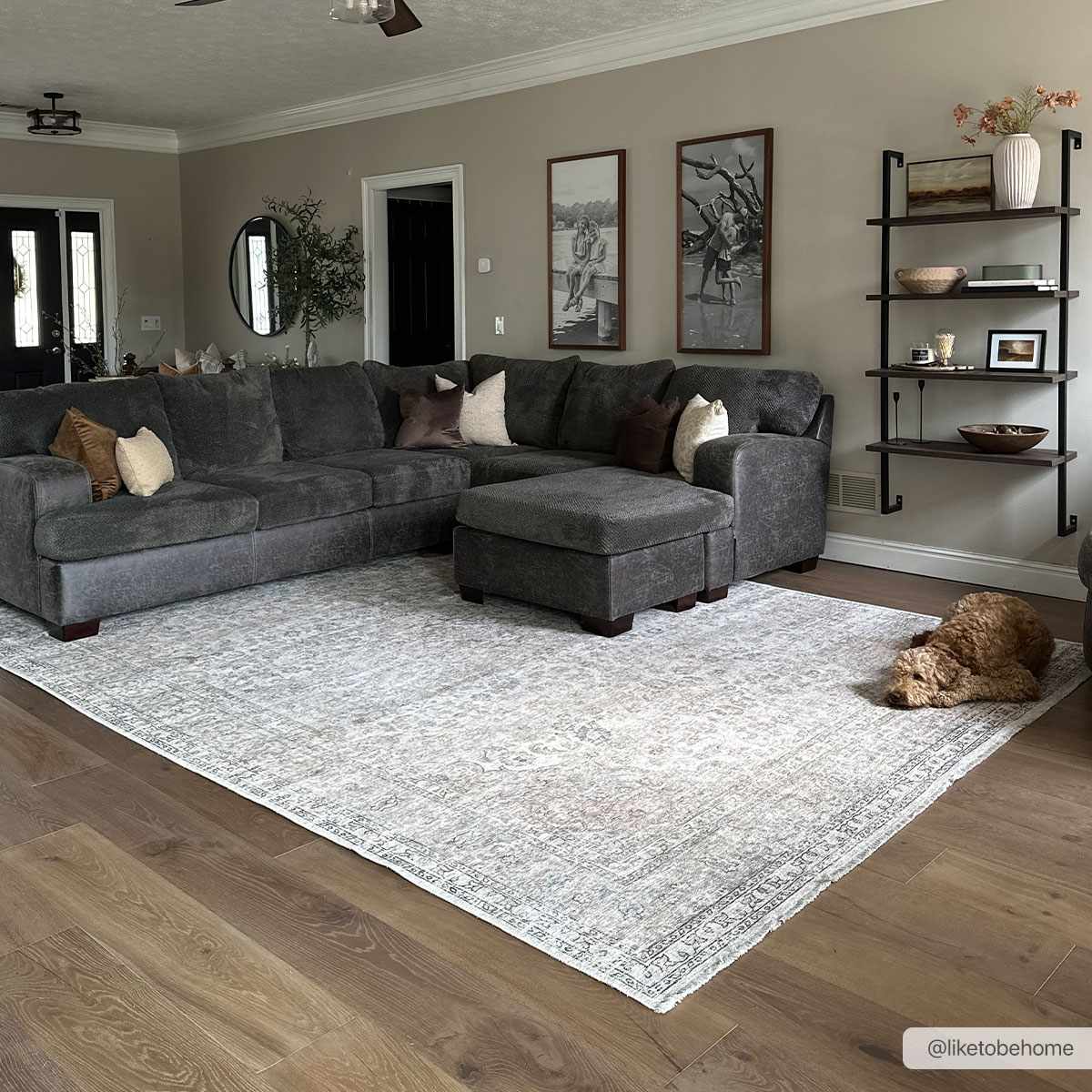 Cream Holi-2301 Washable Area Rug by Hauteloom