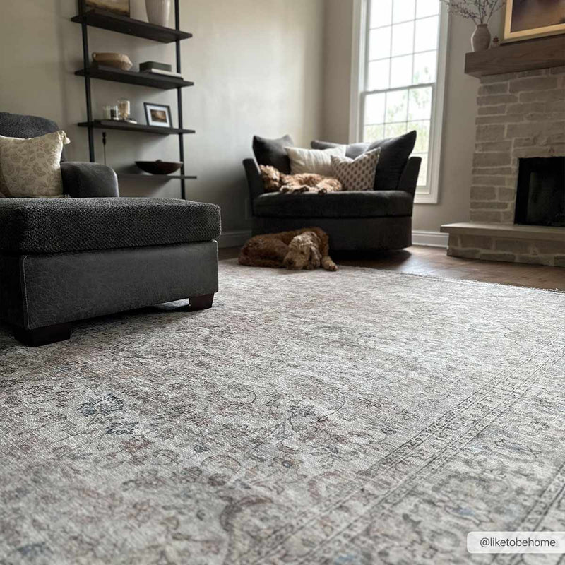 Cream Holi-2301 Washable Area Rug by Hauteloom