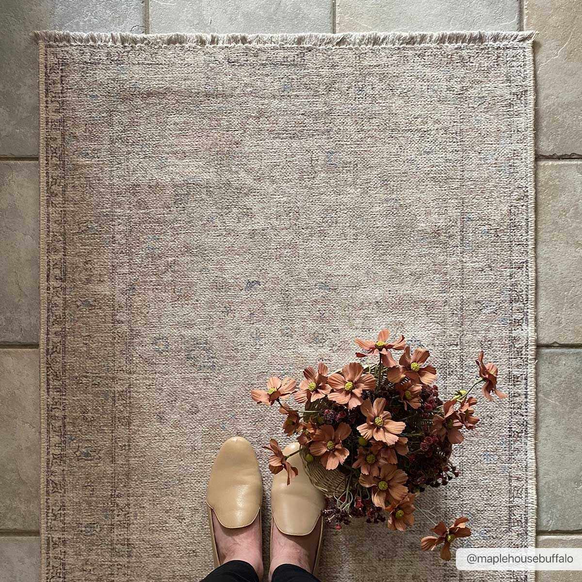 Cream Holi-2301 Washable Area Rug by Boutique Rugs
