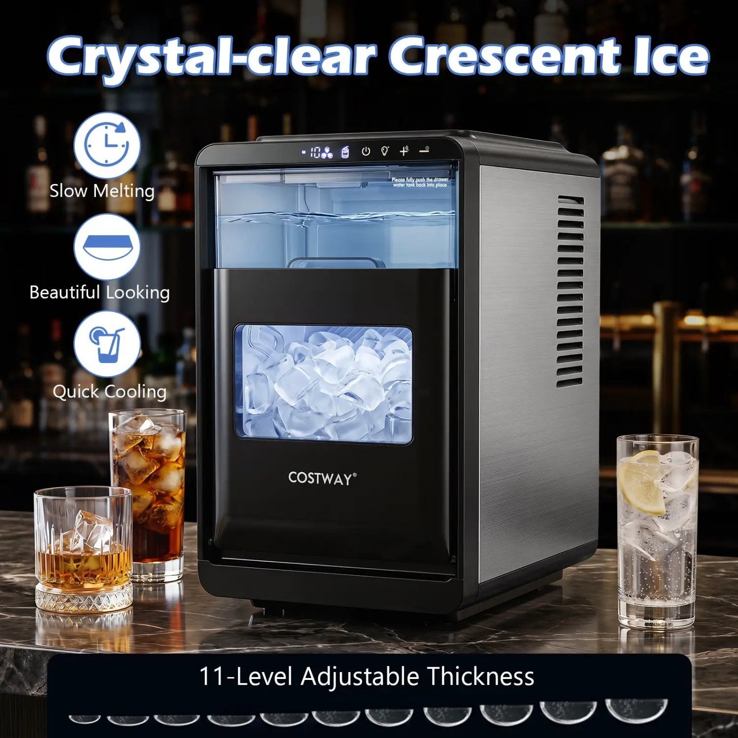 Countertop Ice Maker 26 Lbs/Day with Adjustable Thickness by DirectDeals