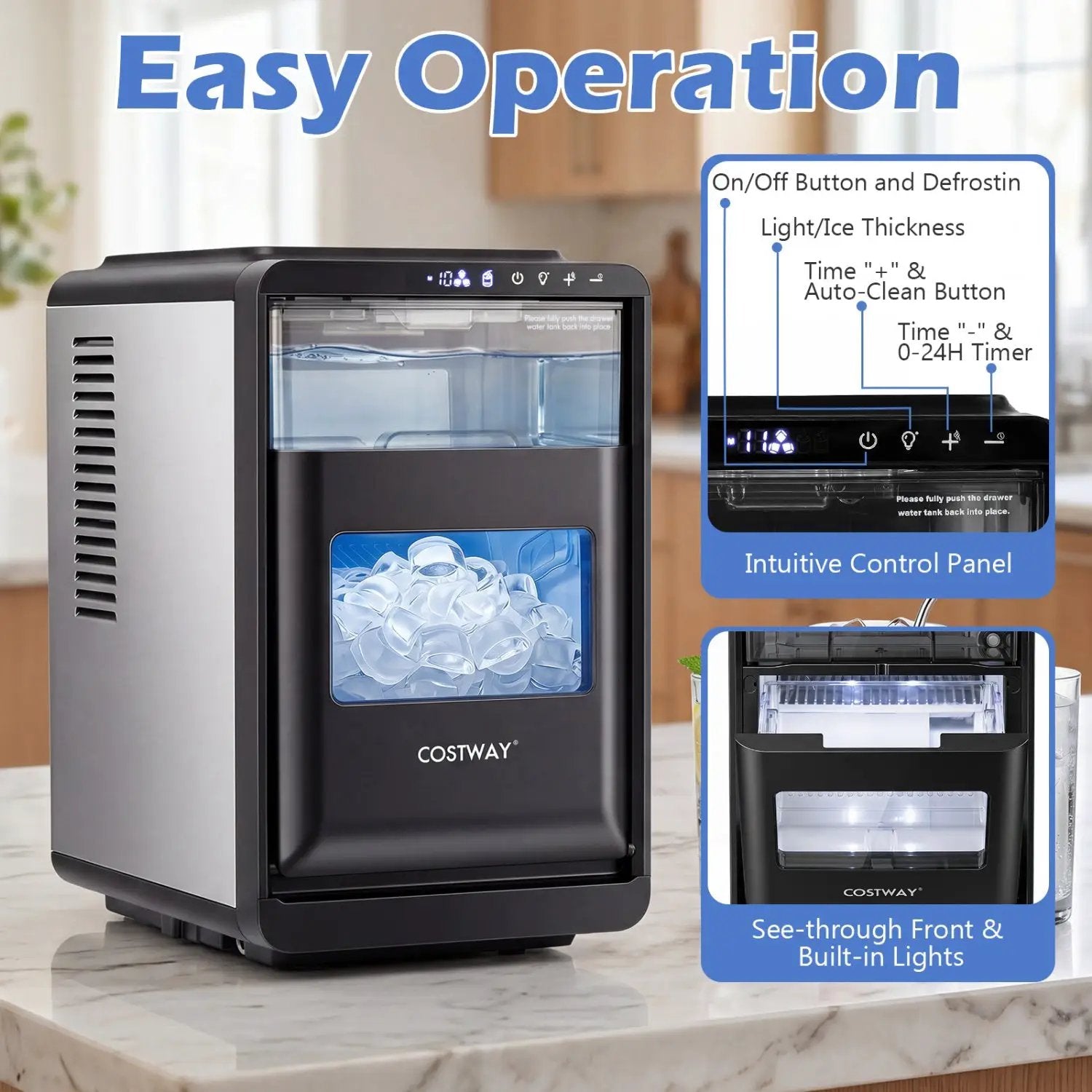 Countertop Ice Maker 26 Lbs/Day with Adjustable Thickness by DirectDeals