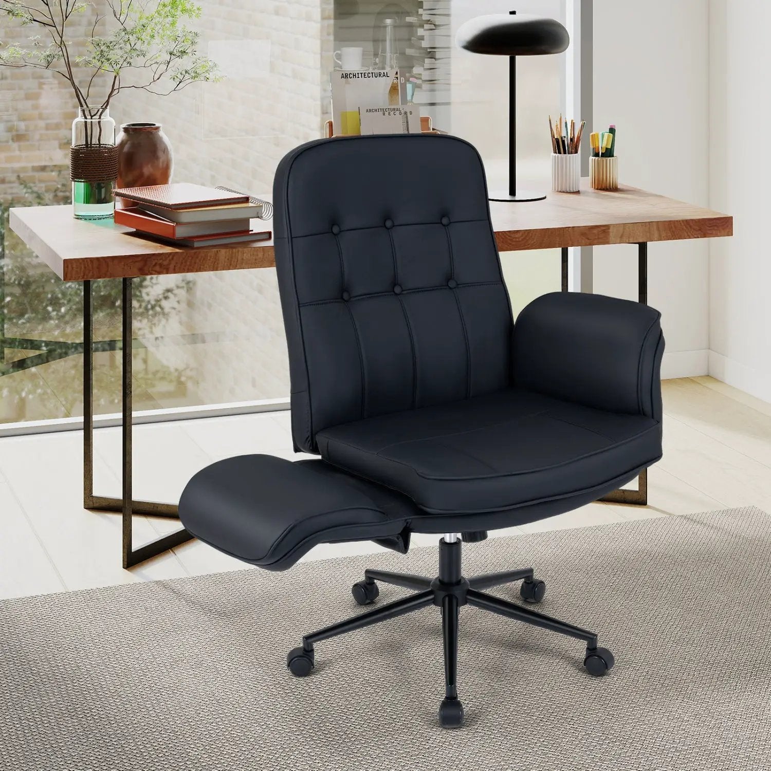 Criss Cross Chair Adjustable Swivel Vanity Chair with 5-Position Armrests by DirectDeals