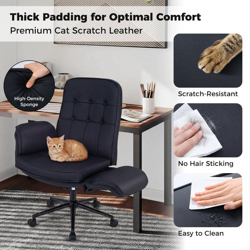 Criss Cross Chair Adjustable Swivel Vanity Chair with 5-Position Armrests by DirectDeals