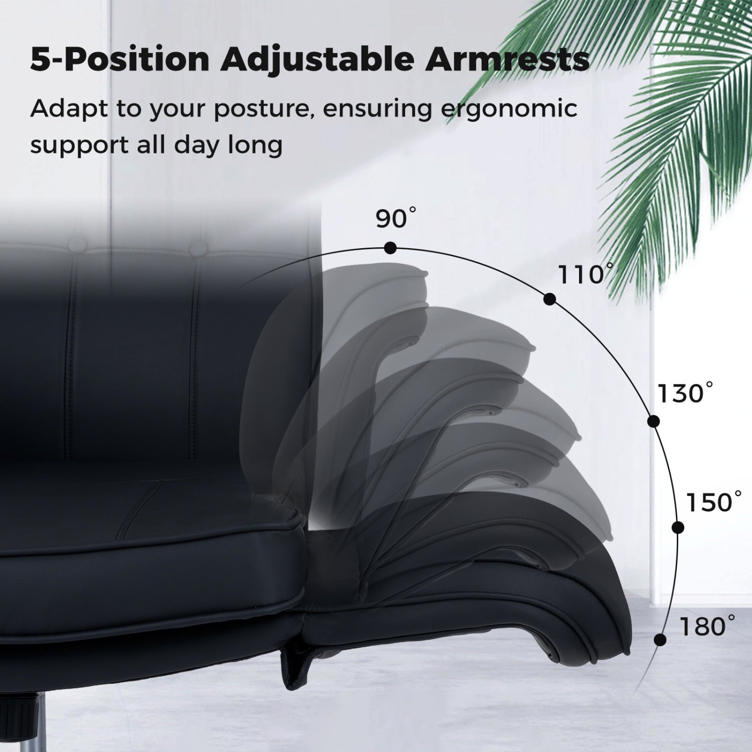 Criss Cross Chair Adjustable Swivel Vanity Chair with 5-Position Armrests by DirectDeals
