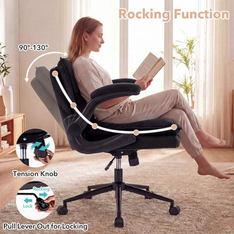 Criss Cross Chair on Wheels with Flip-up Arms Adjustable Height by DirectDeals
