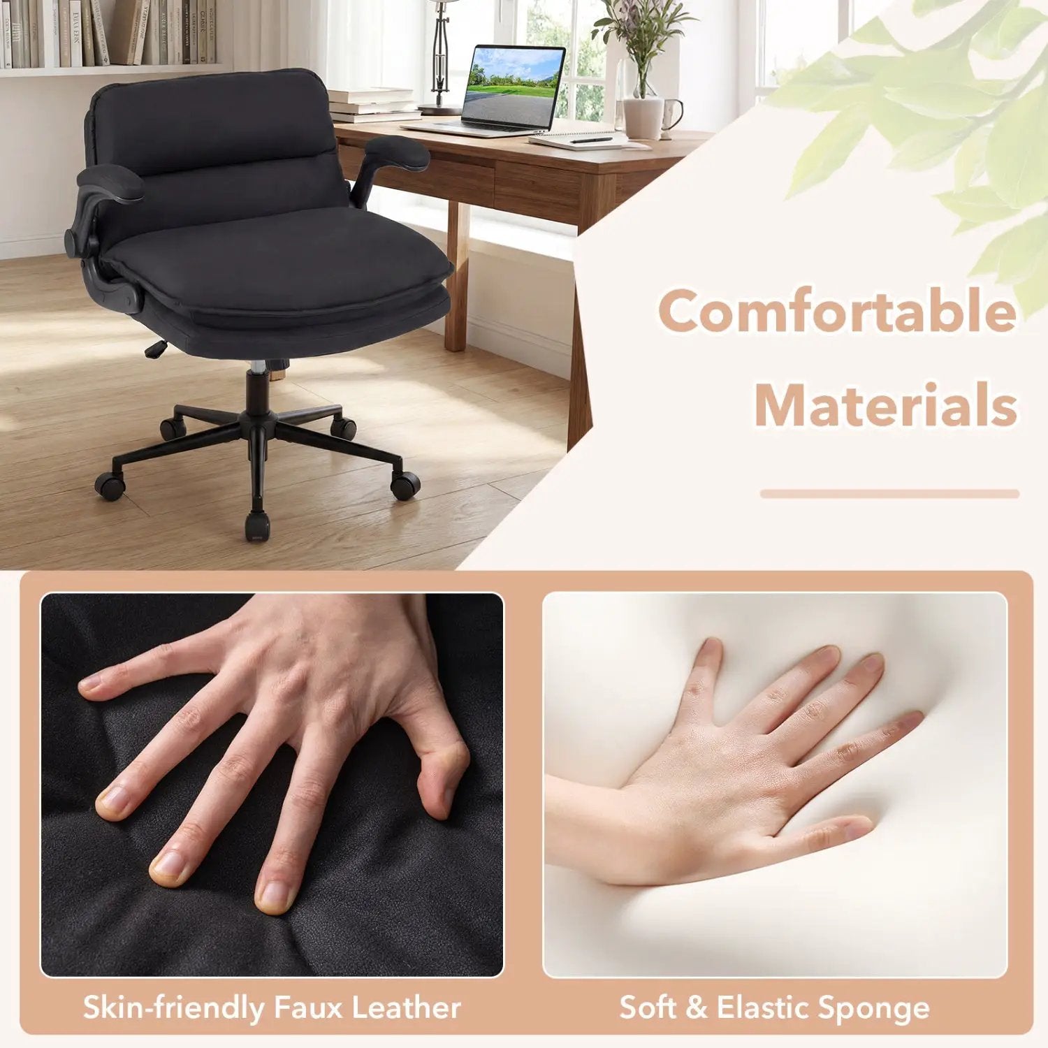 Criss Cross Chair on Wheels with Flip-up Arms Adjustable Height by DirectDeals