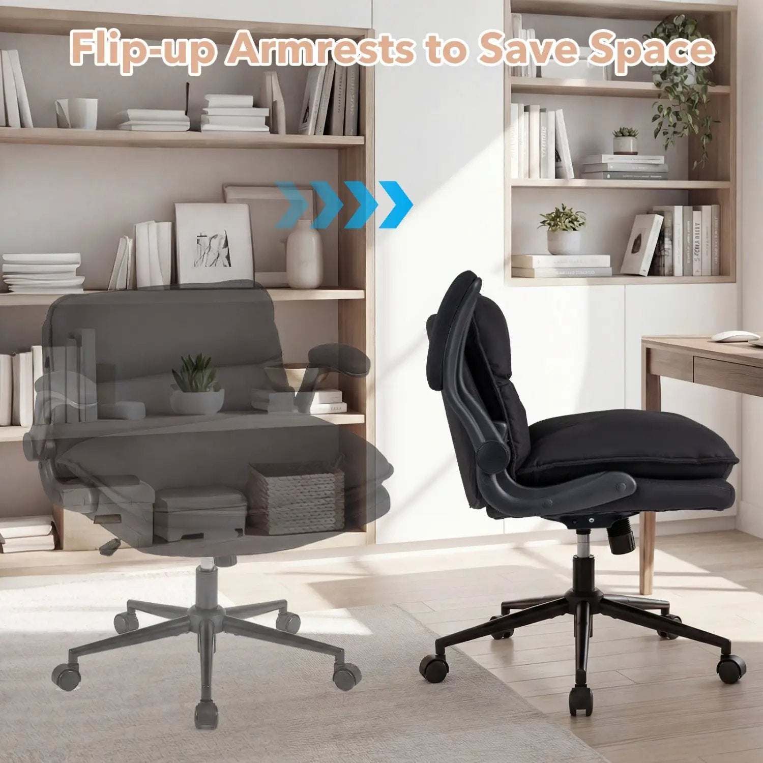 Criss Cross Chair on Wheels with Flip-up Arms Adjustable Height by DirectDeals