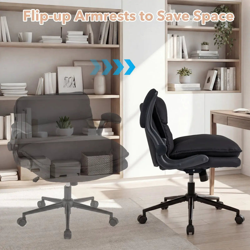 Criss Cross Chair on Wheels with Flip-up Arms Adjustable Height by DirectDeals