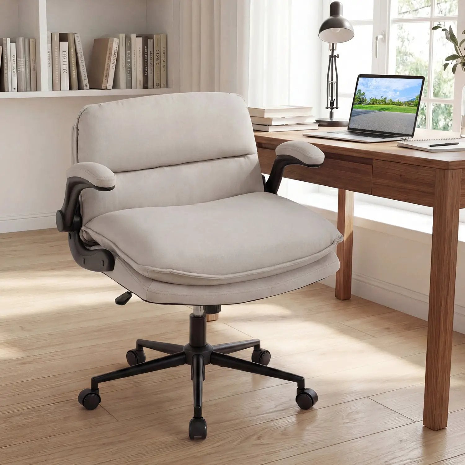 Criss Cross Chair on Wheels with Flip-up Arms Adjustable Height by DirectDeals