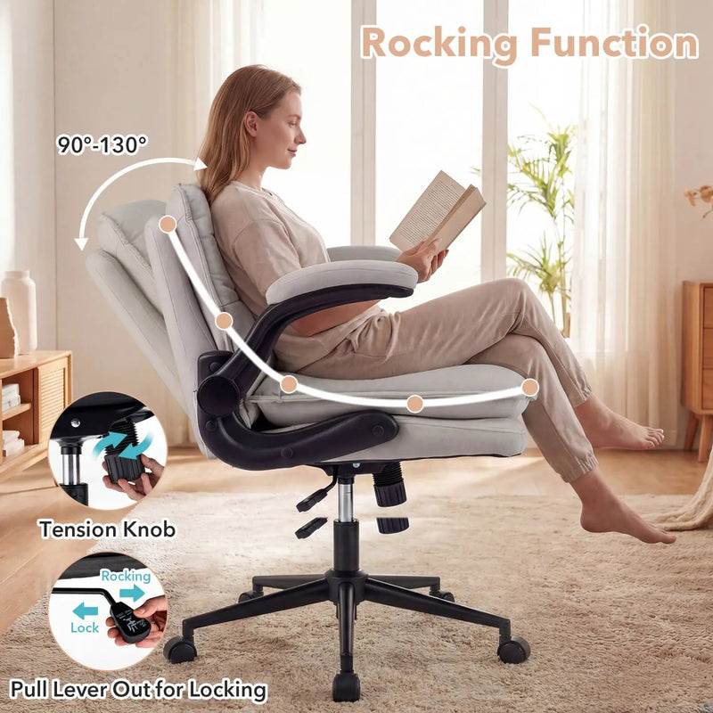 Criss Cross Chair on Wheels with Flip-up Arms Adjustable Height by DirectDeals