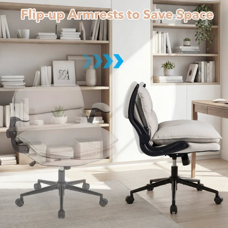 Criss Cross Chair on Wheels with Flip-up Arms Adjustable Height by DirectDeals