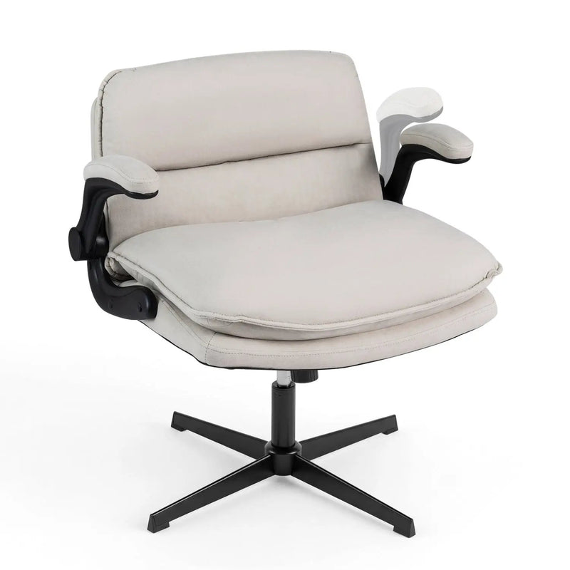 Criss Cross Chair with Flip-up Arms Ergonomic Office Desk Chair with Adjustable Height Wide Backrest Padded Seat by DirectDeals