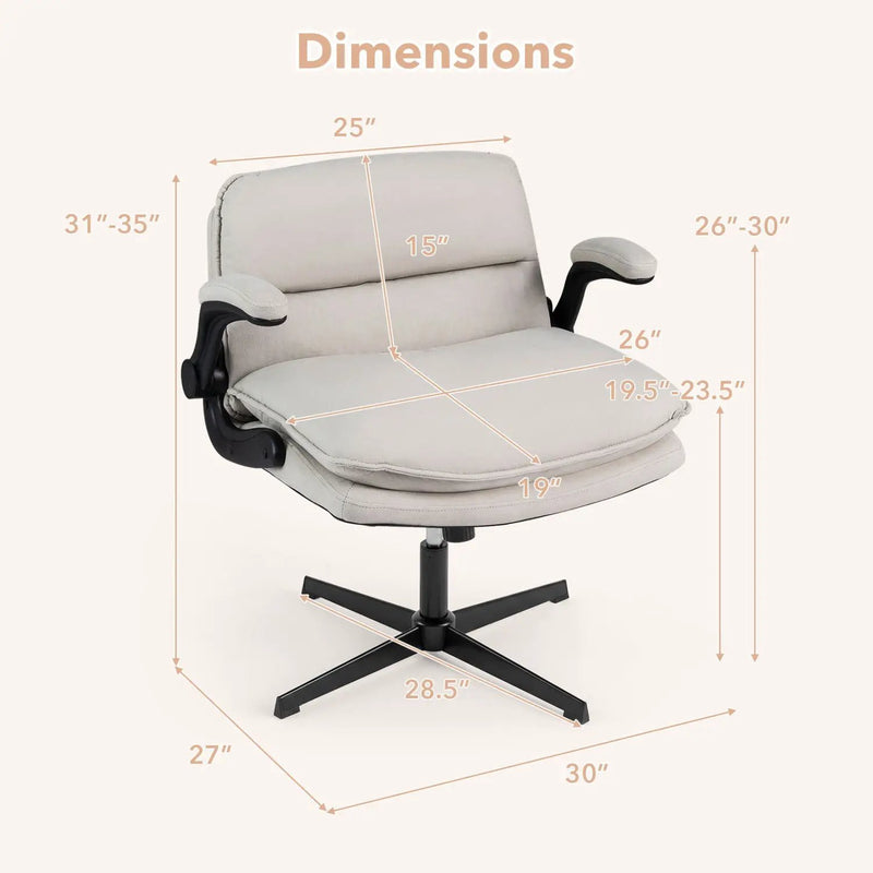 Criss Cross Chair with Flip-up Arms Ergonomic Office Desk Chair with Adjustable Height Wide Backrest Padded Seat by DirectDeals