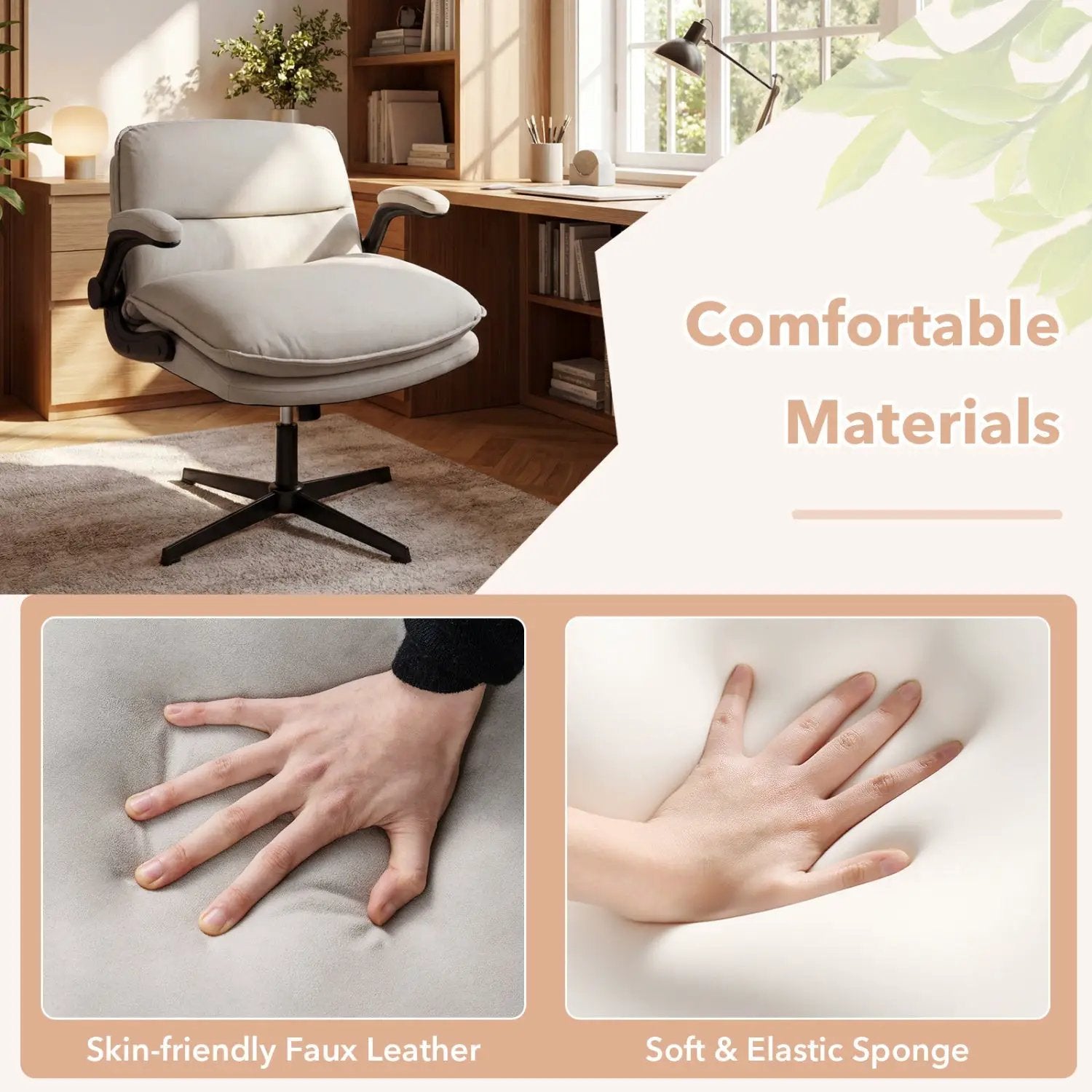 Criss Cross Chair with Flip-up Arms Ergonomic Office Desk Chair with Adjustable Height Wide Backrest Padded Seat by DirectDeals