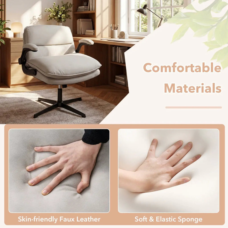 Criss Cross Chair with Flip-up Arms Ergonomic Office Desk Chair with Adjustable Height Wide Backrest Padded Seat by DirectDeals