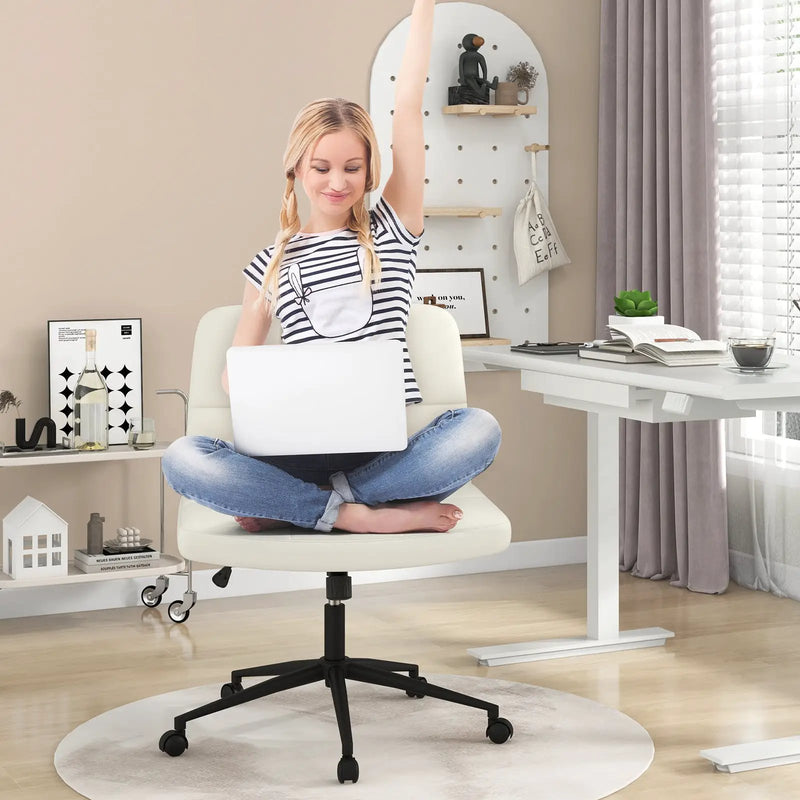 Height-adjustable Armless Desk Chair with Wheels for Home Office Make Up by DirectDeals