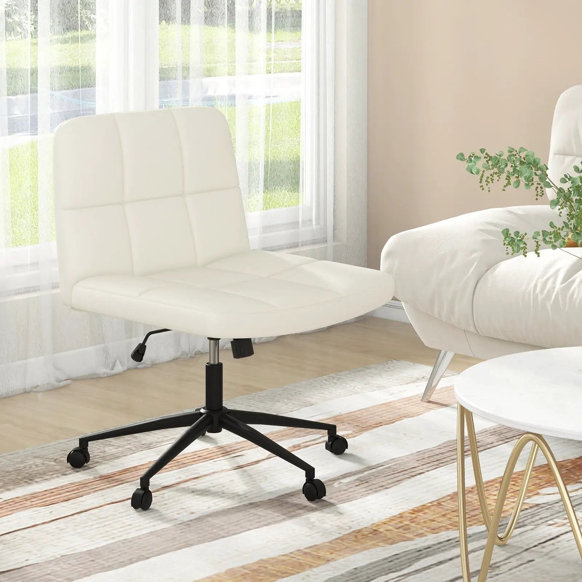 Height-adjustable Armless Desk Chair with Wheels for Home Office Make Up, photo 2 of 9