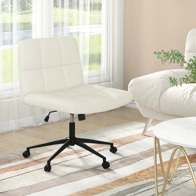 Height-adjustable Armless Desk Chair with Wheels for Home Office Make Up by DirectDeals
