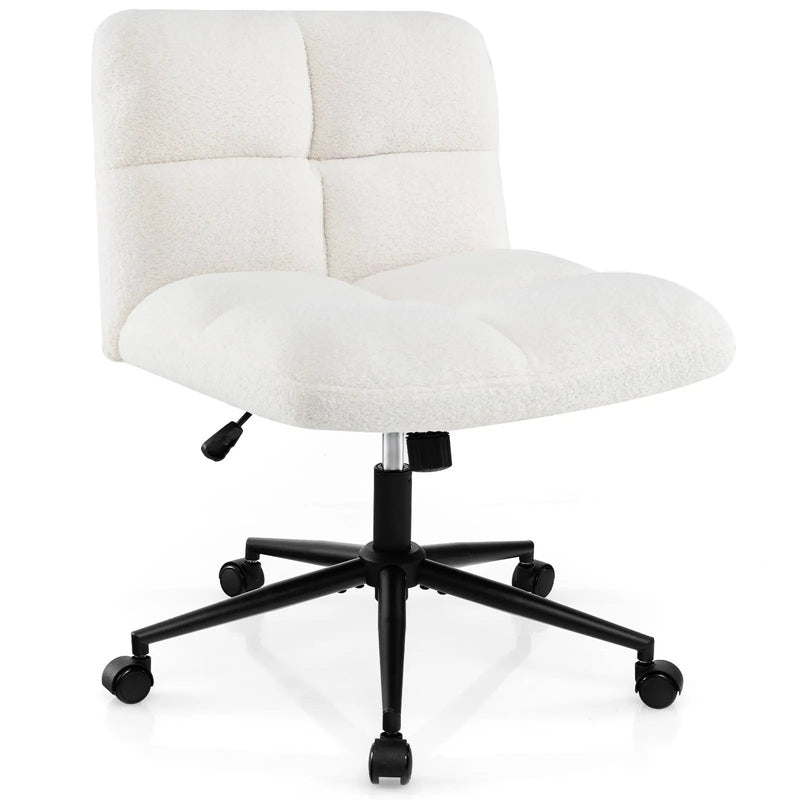 Cross Legged Chair with Wheels with Padded Seat Adjustable Height for Bedroom Study-Beige by DirectDeals
