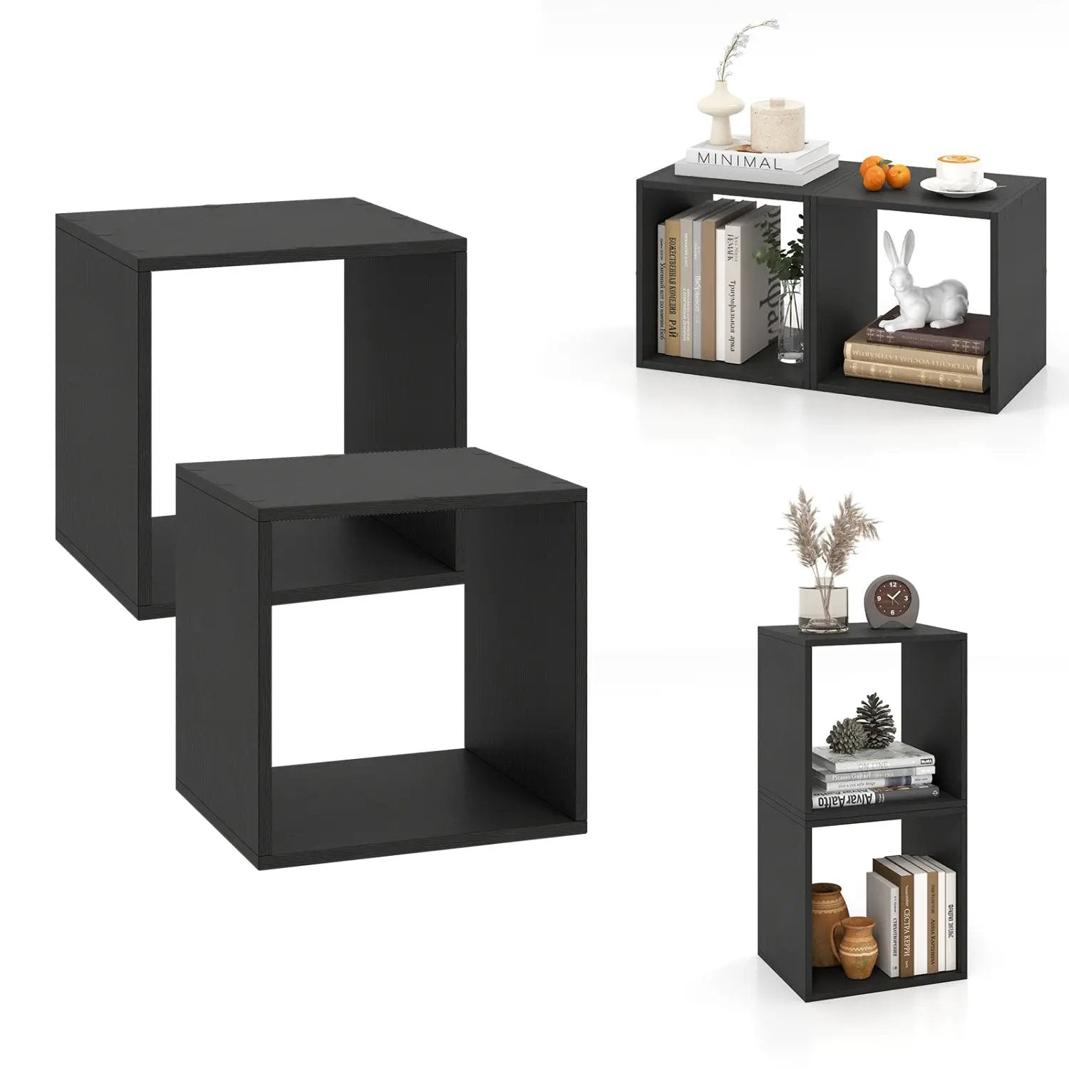 Cube Storage Organizer Set of 2 - Black Modular Bookcase by DirectDeals