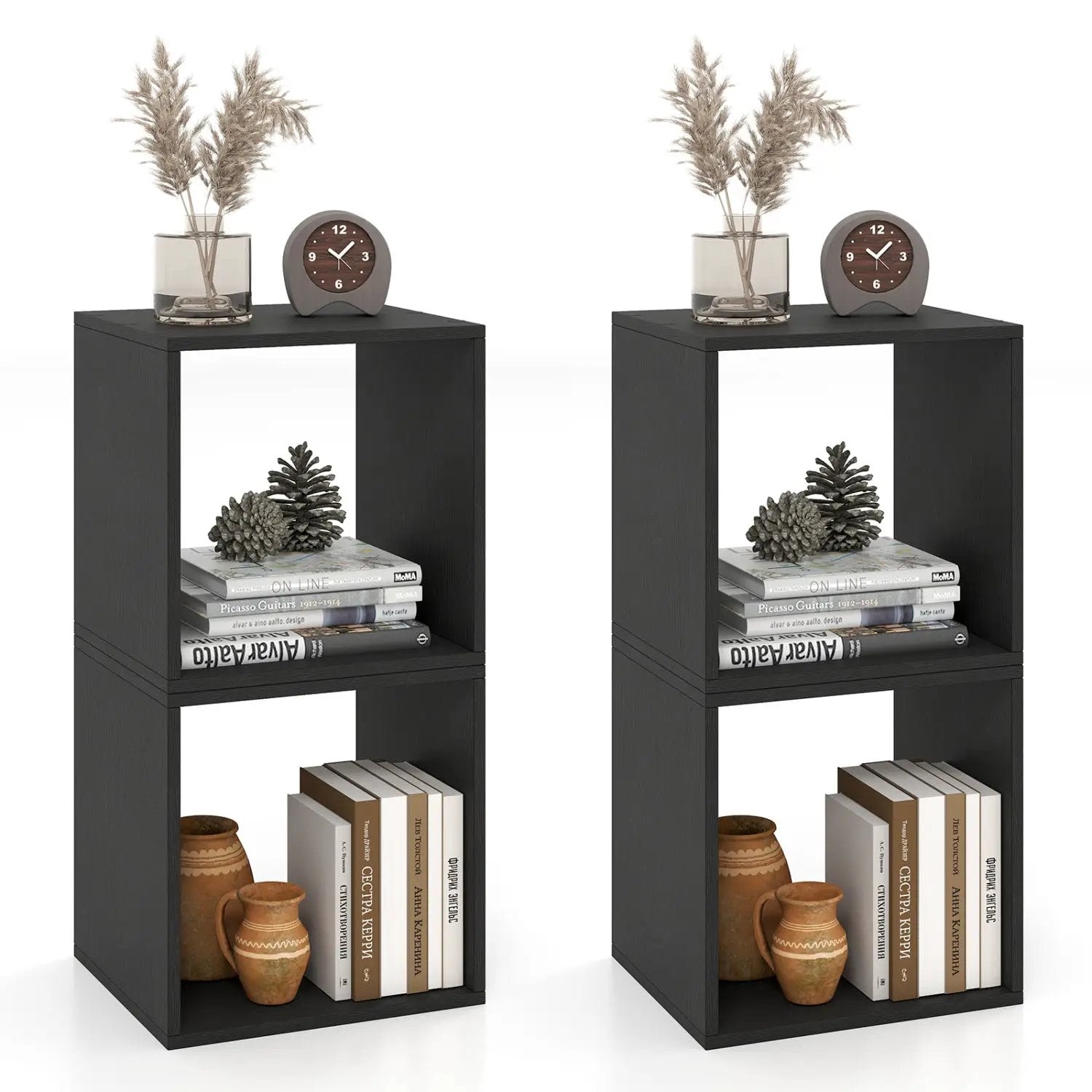 Cube Storage Organizer Set of 2 - Black Modular Bookcase by DirectDeals