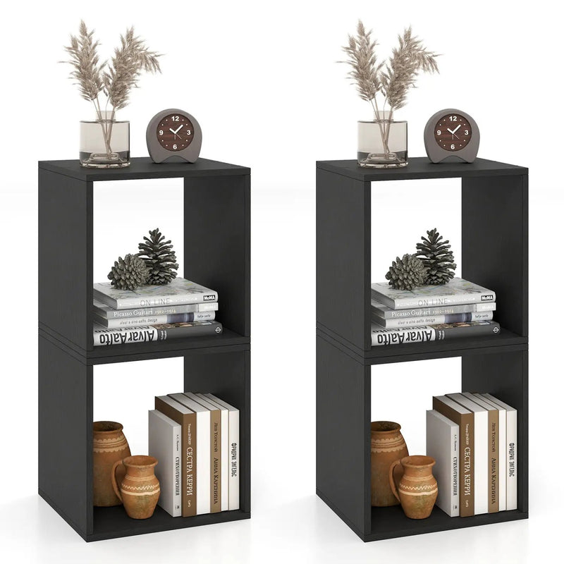 Cube Storage Organizer Set of 2 - Black Modular Bookcase by DirectDeals