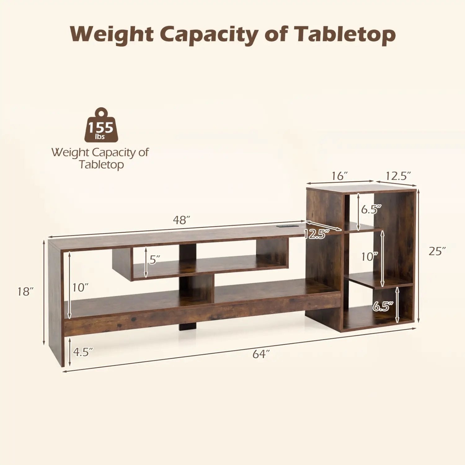 TV Stand for 55 Inch TV with Power Outlets and Storage by DirectDeals