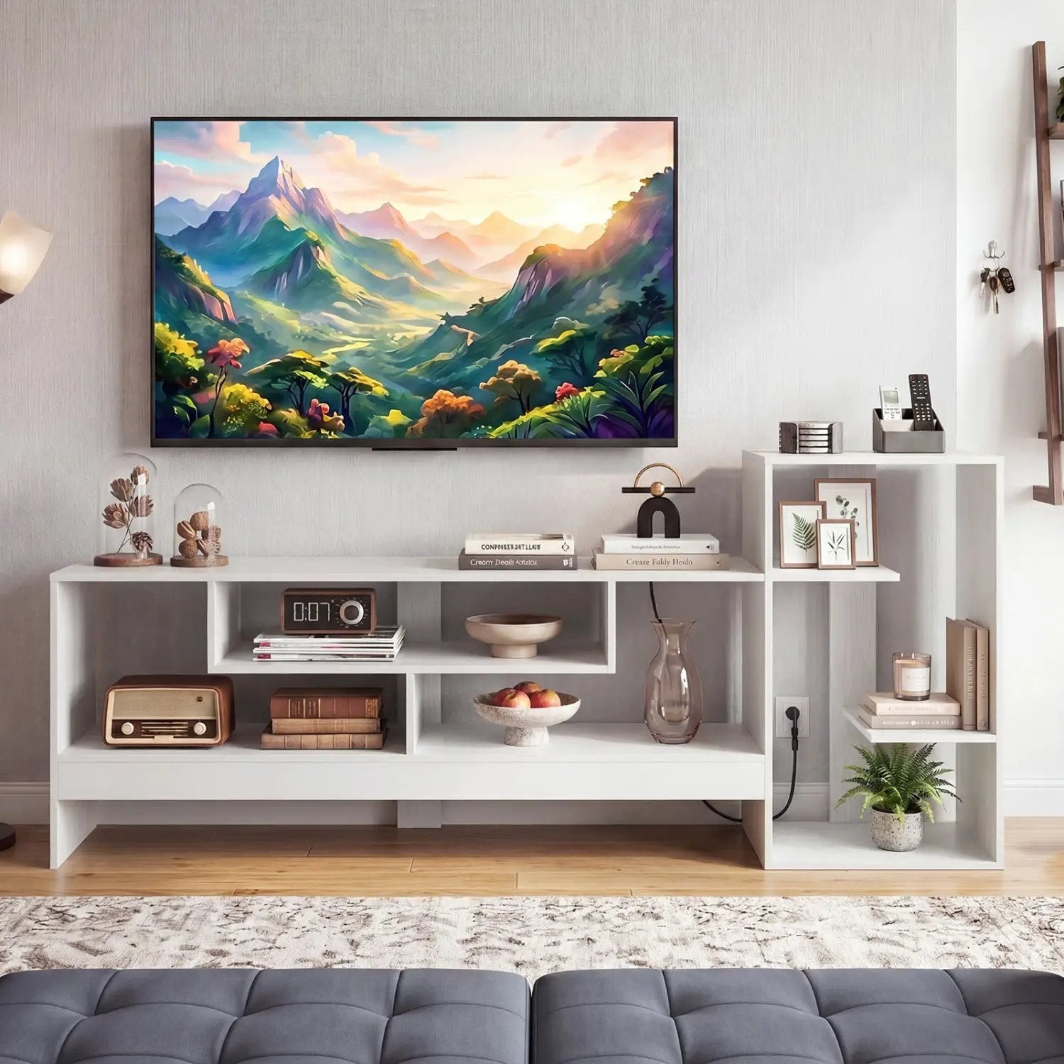 TV Stand for 55 Inch TV with Power Outlets and Storage by DirectDeals
