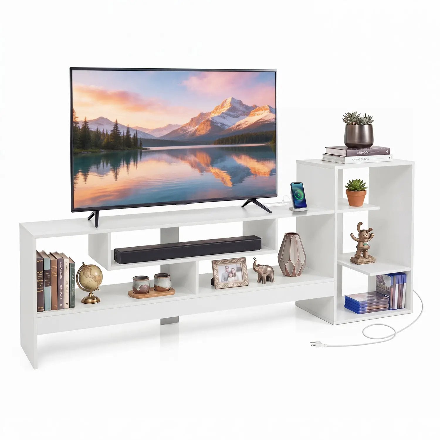 TV Stand for 55 Inch TV with Power Outlets and Storage by DirectDeals