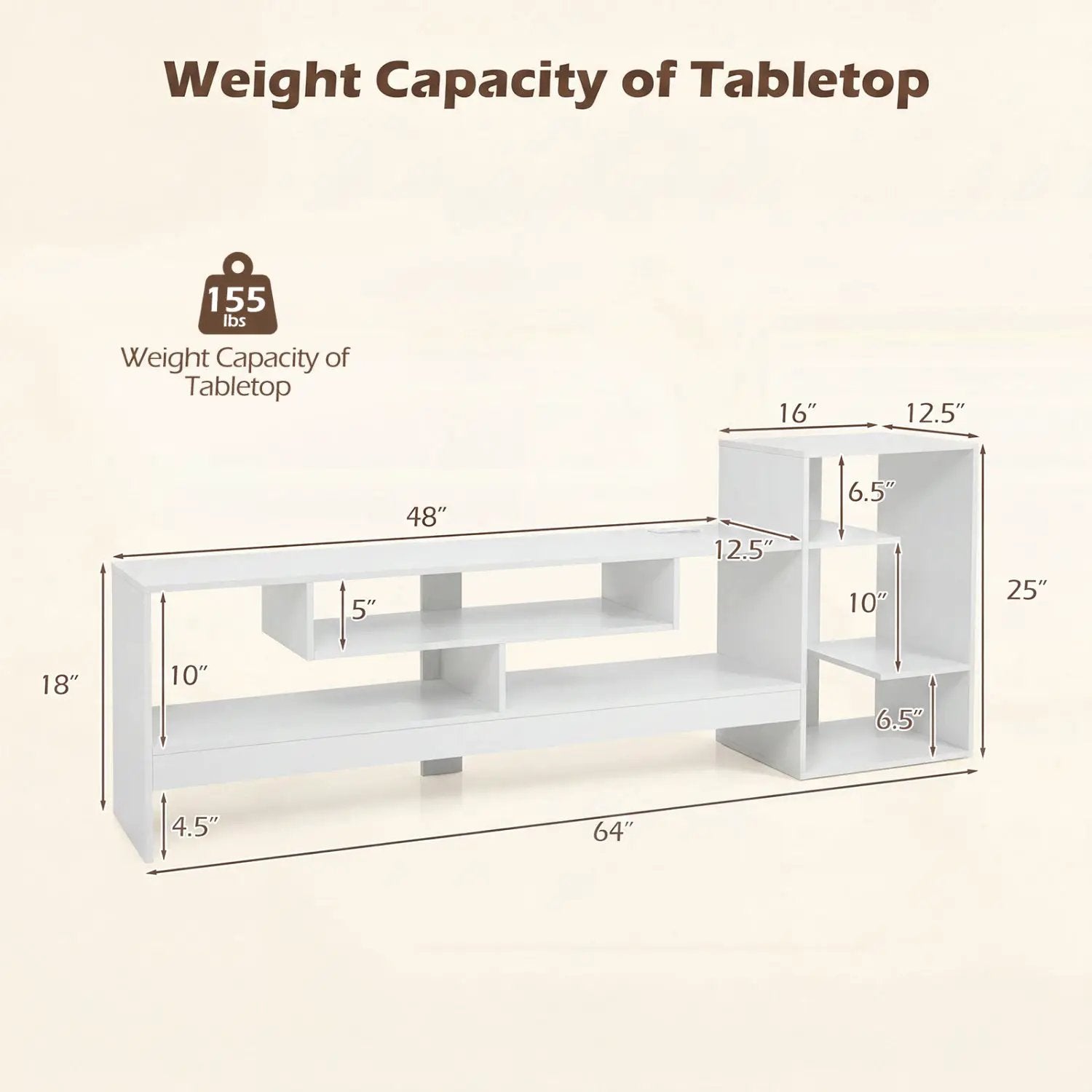 TV Stand for 55 Inch TV with Power Outlets and Storage by DirectDeals
