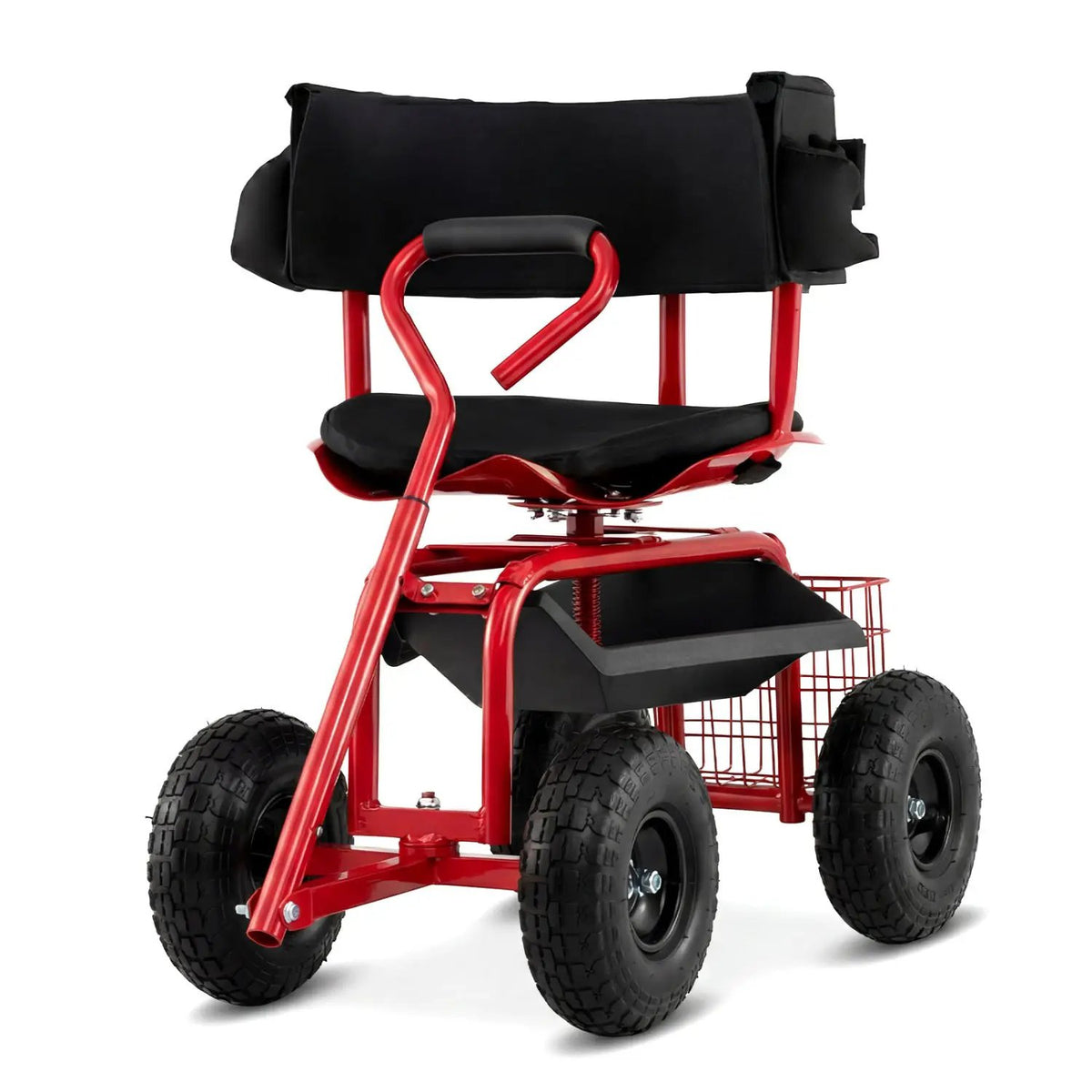 Cushioned Rolling Garden Cart Scooter with Storage Basket and Tool Pouch, photo 10 of 10