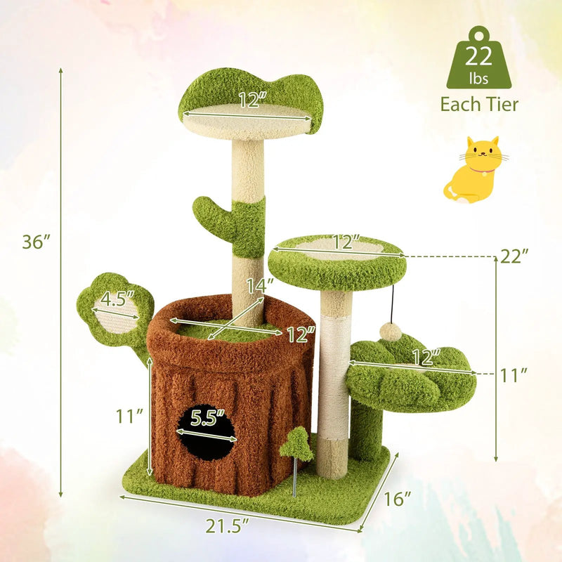 Cute Cat Tree Indoor Pet Jungle Activity Center-Green by DirectDeals