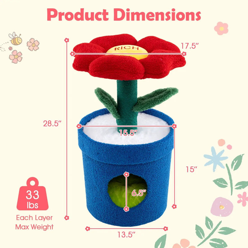 Cute Cat Tree with Flower Padded Perch for Indoor Cats by DirectDeals