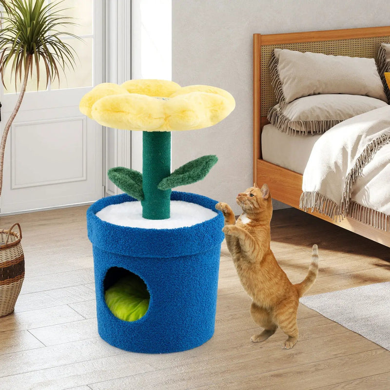 Cute Cat Tree with Flower Padded Perch for Indoor Cats by DirectDeals