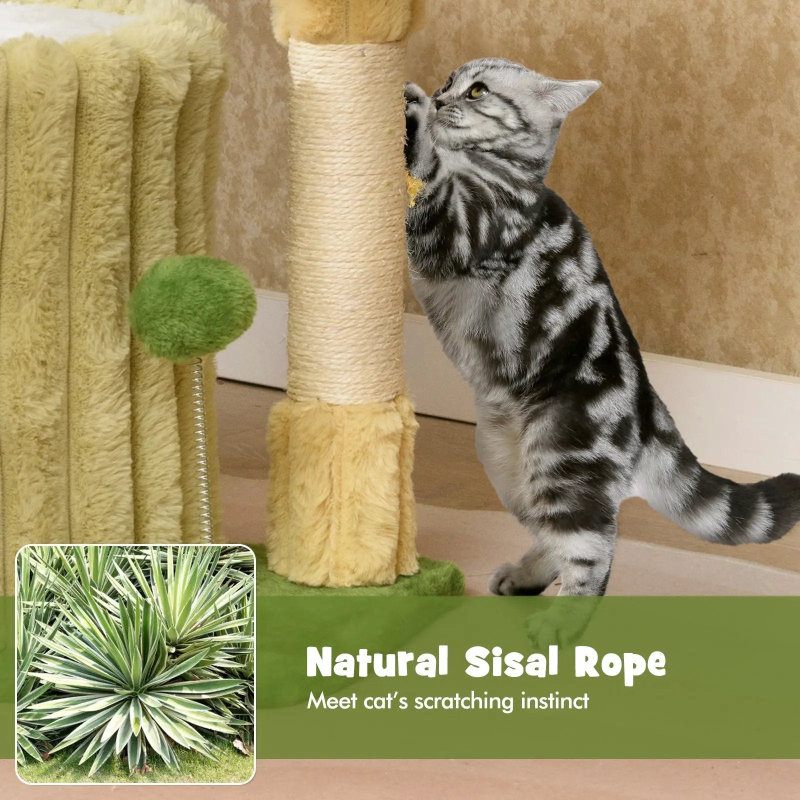 Cute Cat Tree with Sisal Scratching Posts and Dangling Ball by DirectDeals