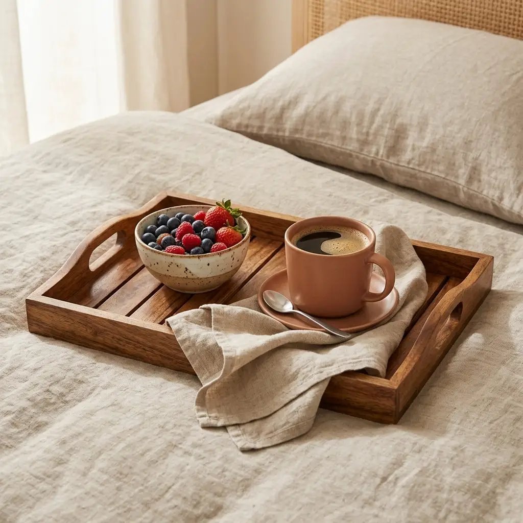 House of Avana Rectangular Mango Wood Serving Tray Large by House Of Avana
