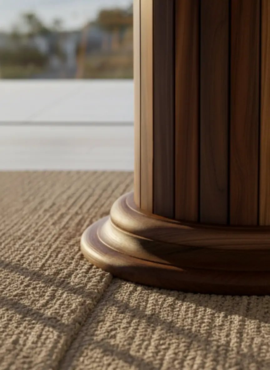 Round Dining Table with Solid Wood Drum Pedestal Base, photo 5 of 5