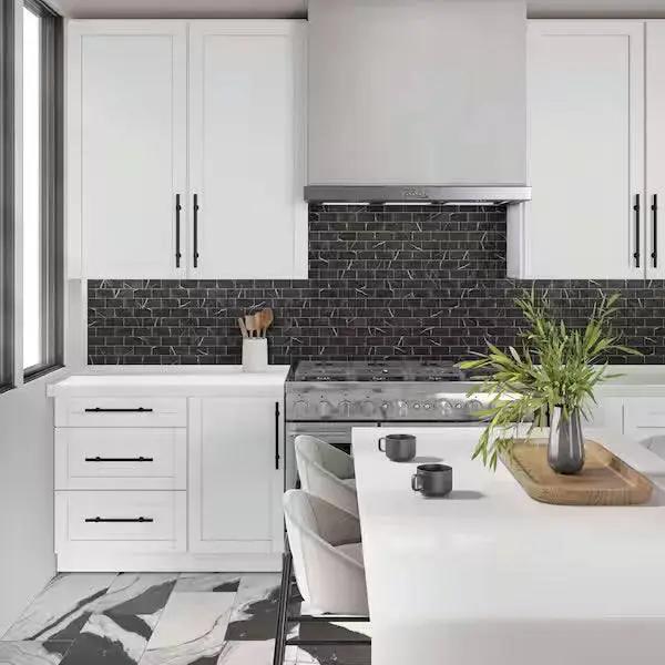 Open Box Daltile Restore Black Marble 12 in. x 12 in. Glazed Ceramic Brick Joint Mosaic Tile (9.96 sq. ft./Case) by Selzalot