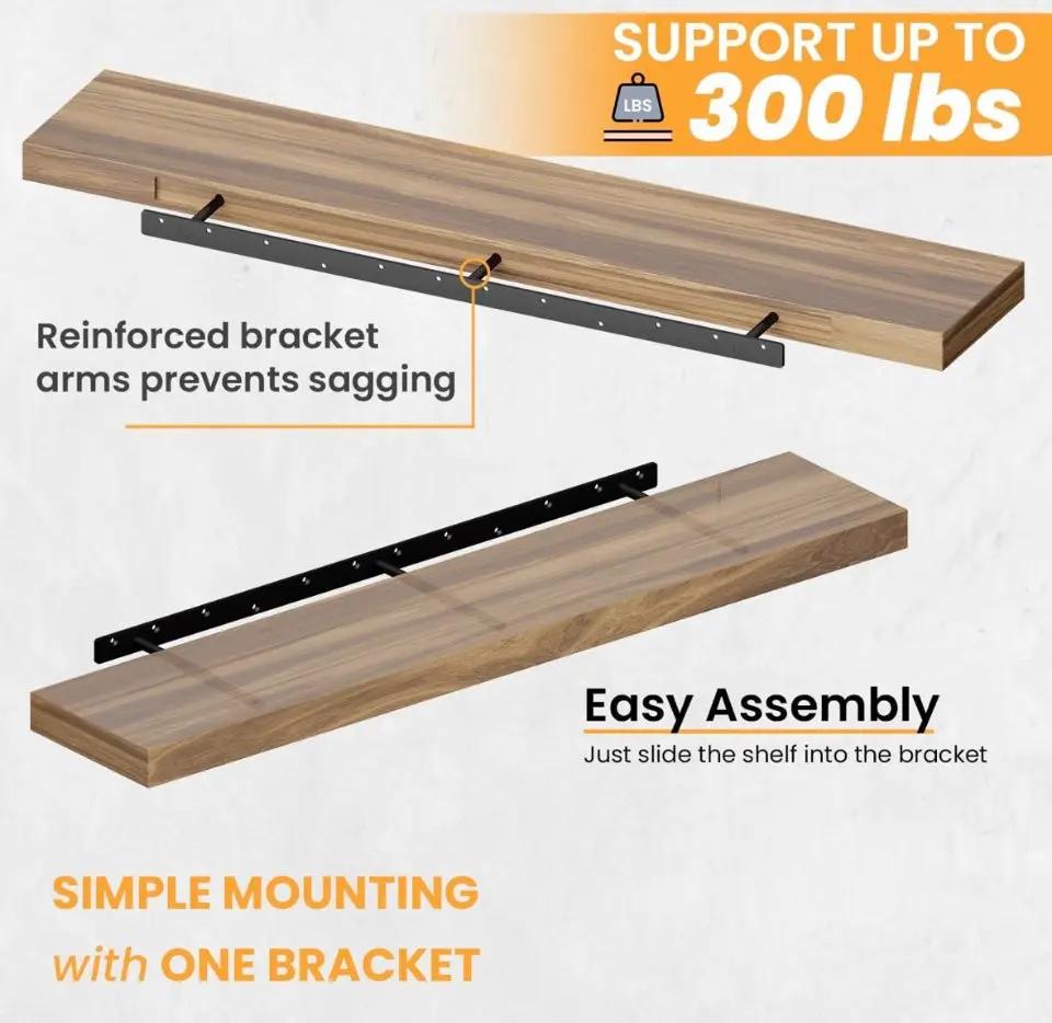 Open box BATODA 32" Heavy Duty Floating Shelf Bracket (2 pcs) – Solid Steel Blind Shelf Supports - Hidden Brackets for Floating Wood Shelves Kitchen, by Selzalot