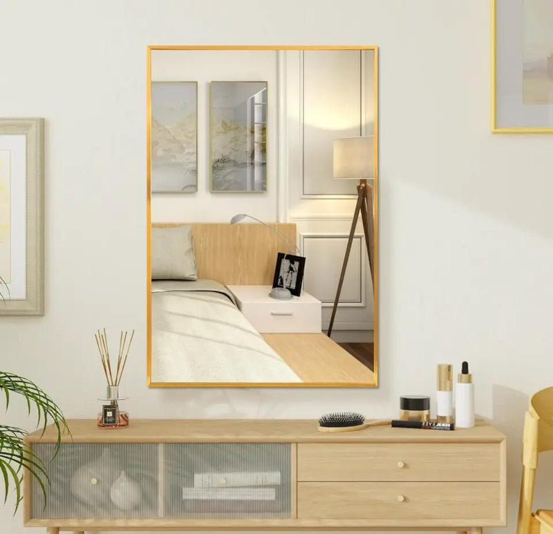 FANYUSHOW Rectangular Wall Mirror with Gold Metal Frame, 24X36 Inch Rectangle Mirror, Gold Bathroom Vanity Mirror Farmhouse, Anti-Rust, Tempered Glass by Selzalot