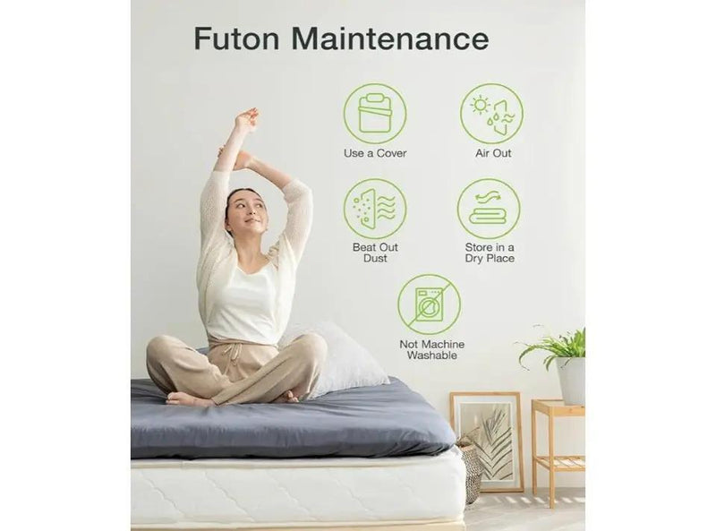 FULI Japanese Futon Mattress, Japanese Floor Mattress, Floor Bed, Tatami Foldable Bed, Roll Up Sleeping Pad, Shikibuton, Made in Japan (White, Twin) by Selzalot